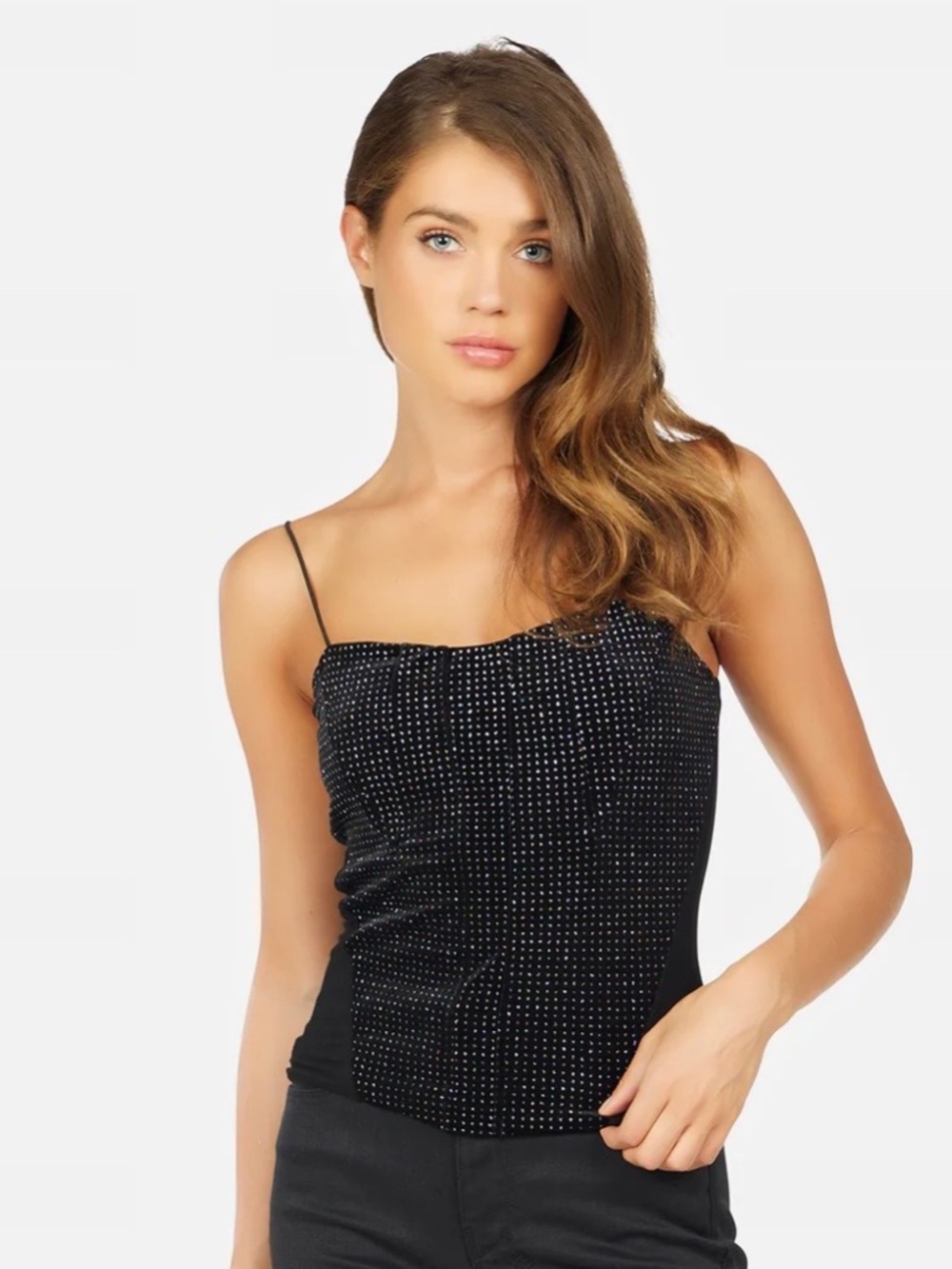 Fang Crop Bustier in Black MICHAEL LAUREN